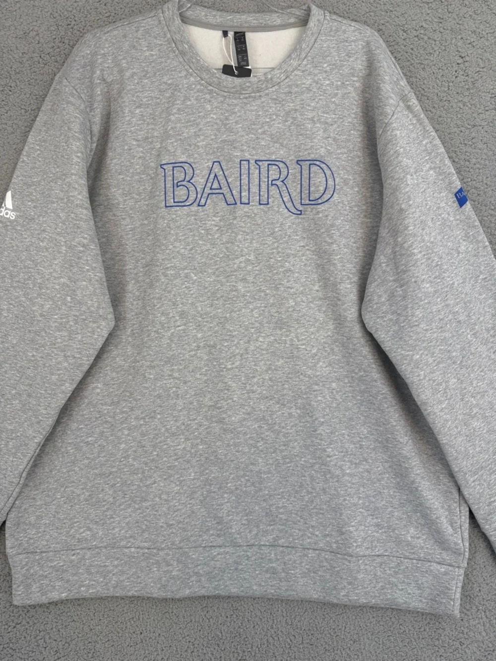 adidas Mens 2XL “Baird” logo crew neck long sleeve sweatshirt Gray Pullover Soft